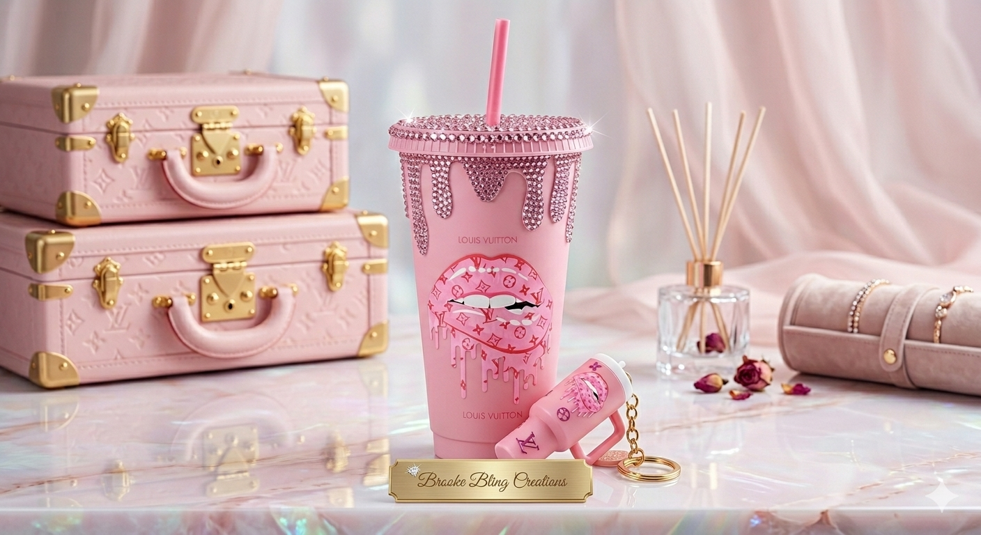 Rhinestone cold cup & matching cup keychain